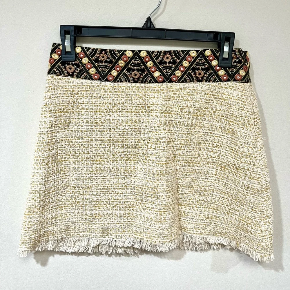ZARA Tweed Bohemian Mini Skirt Size Small NWT